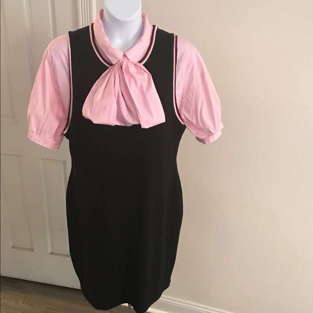 Black ribbed midi tank dress